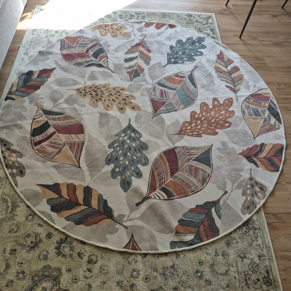 Ruggable Harvest Leaves Autumn Fall Round Rug Cover 6ft 6' Washable Botanical